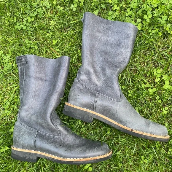 ROOTS classic rollover tribe boots in charcoal grey size 6 - Picture 4 of 9